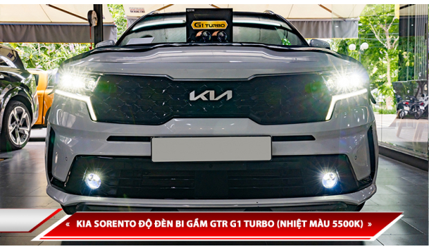 KIA SORENTO ĐỘ ĐÈN BI GẦM GTR G1 TURBO (NHIỆT MÀU 5500K)